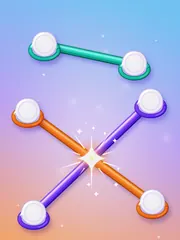 Classic: cream pegs and orange, purple and teal rubber bands on a blue, lilac and orange sky.